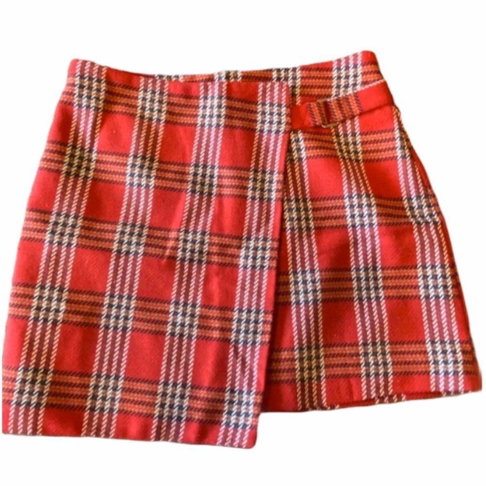 FINALSALE Red Plaid Mini Skirt Size 8